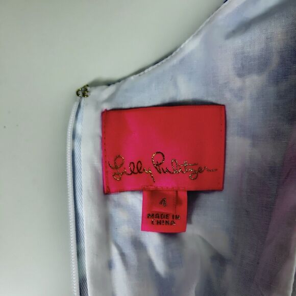 Lilly Pulitzer Mila Stretch Shift Dress Blue Peri Turtley Awesome Scoop Back 4 - Picture 8 of 8